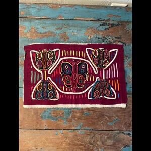 Kuna Folk Art Mola San Blas Islands Panama Hand Sewn Butterfly Textile GLOWS